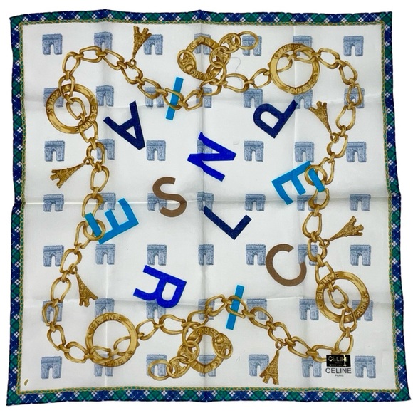 CELINE Cotton Floral Mini Scarf - Picture 1 of 4